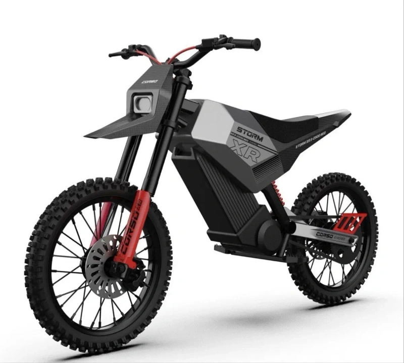 Електродіртбайк Corso «STORM» E-2500 Neo XR-64050 двигун 2500W, акумулятор 60V 27Ah літієвий, чорно-червоний, колеса 19/17"