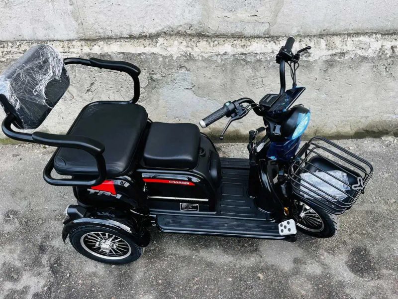 Електротрицикл электроскутер 1500W Lifepo 4 30a 77v трьох колісний Crosser TR-1 PRO сірий LFP/Grafen чорно-червоний — фото 4