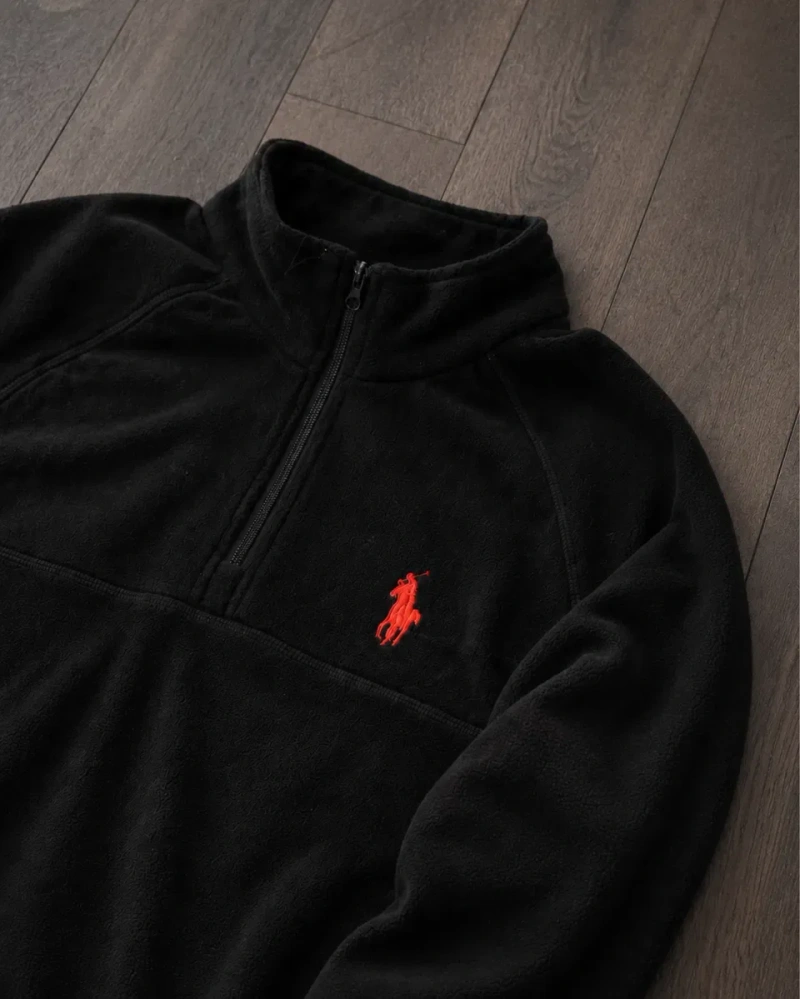 Фліска Polo Ralph Lauren чорна, тепла кофта з коміром-стійкою та блискавкою, S–3XL — фото 2