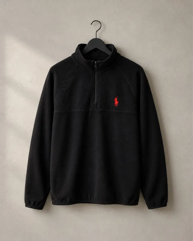 Фліска Polo Ralph Lauren чорна, тепла кофта з коміром-стійкою та блискавкою, S–3XL — фото 4