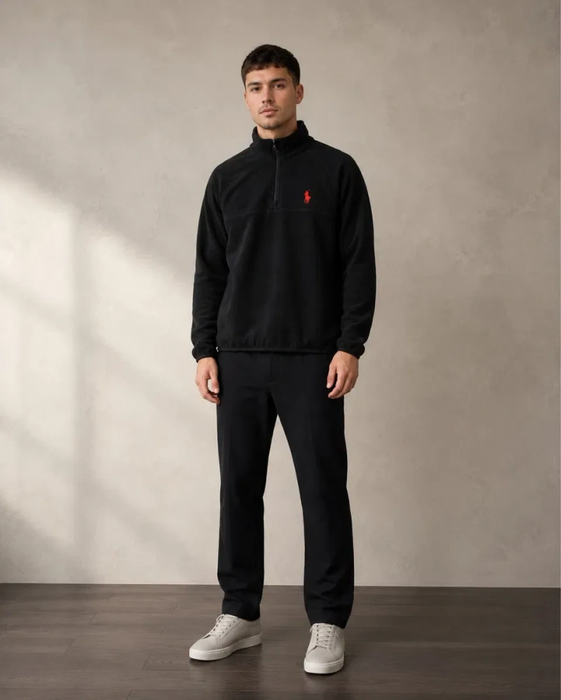 Фліска Polo Ralph Lauren чорна, тепла кофта з коміром-стійкою та блискавкою, S–3XL — фото 5