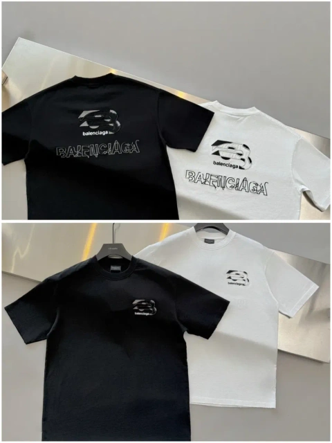 Футболка Balenciaga унісекс чорна/біла, вишивка, преміум якість S–XXL