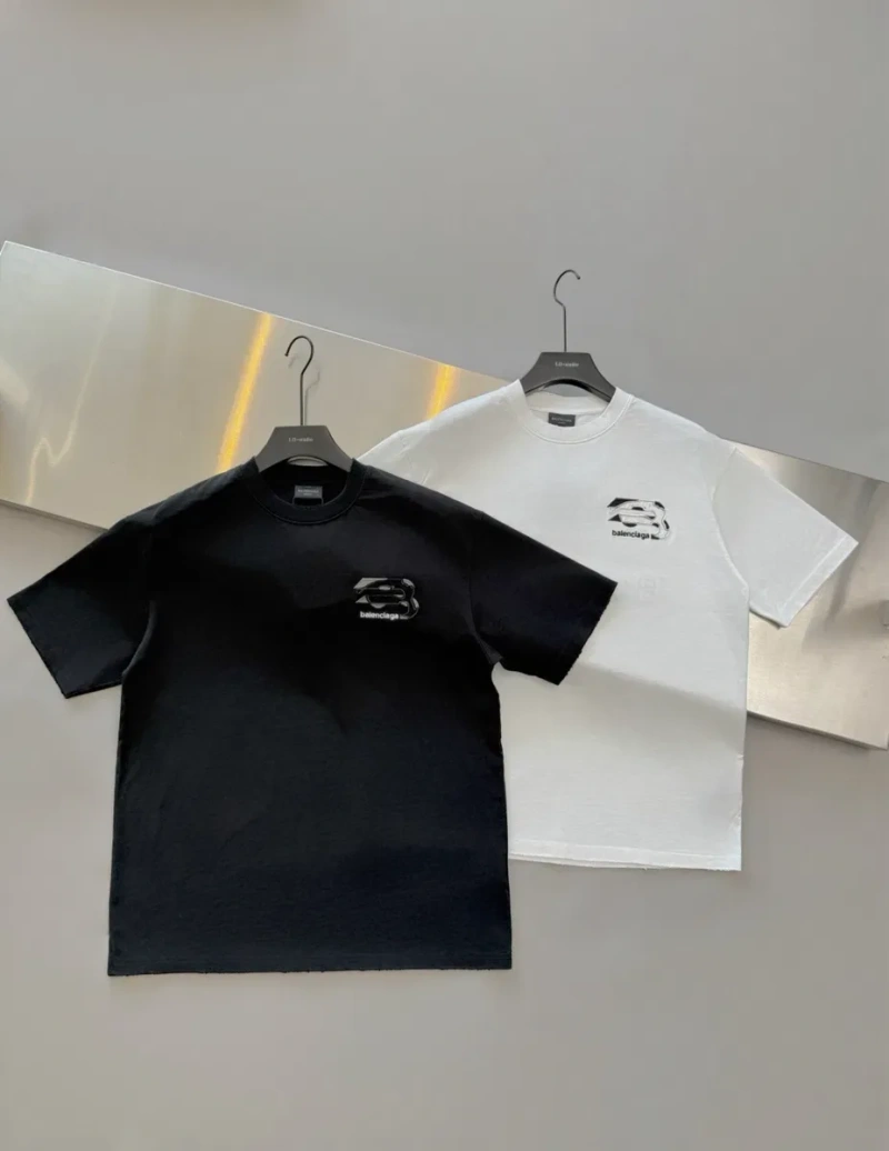 Футболка Balenciaga унісекс чорна/біла, вишивка, преміум якість S–XXL — фото 2