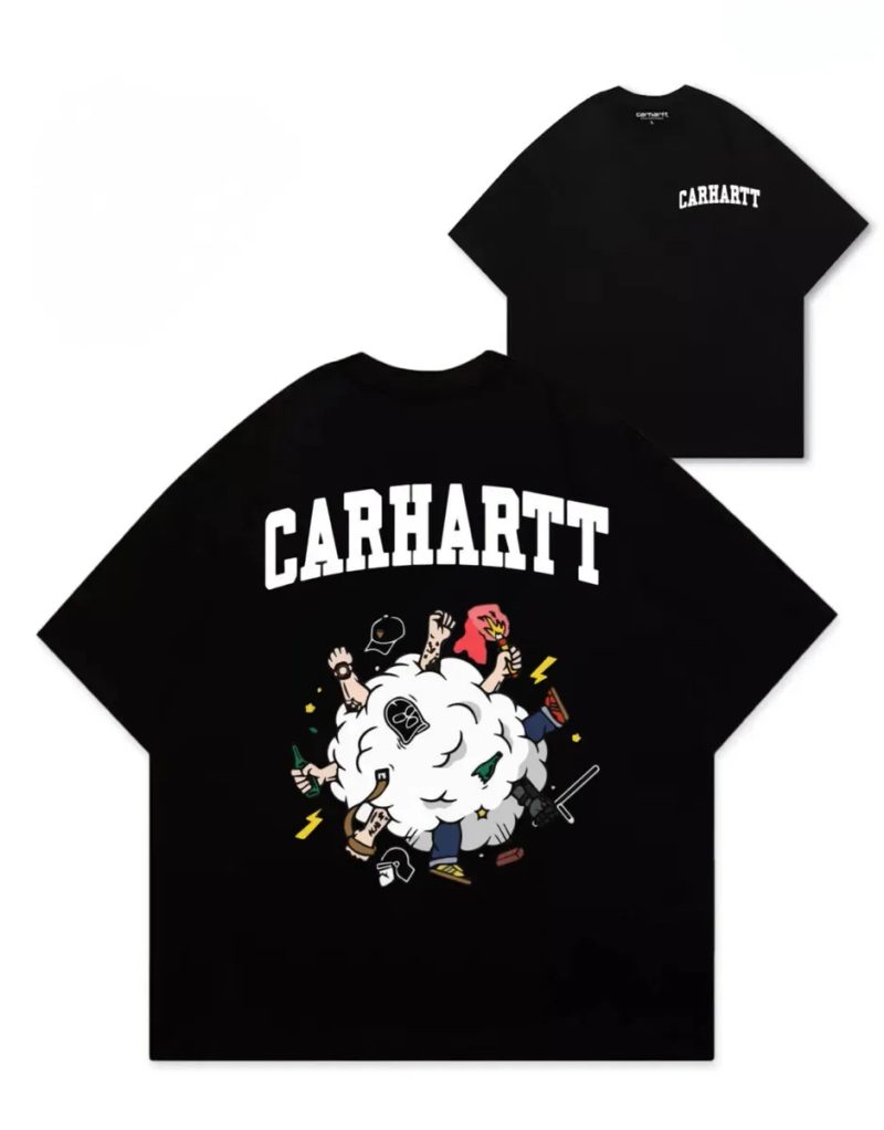 Футболки Carhartt Logo унисекс кархарт черная белая тишка шорты — фото 4