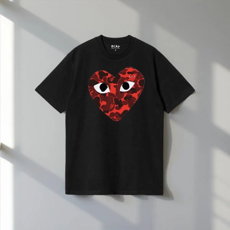Футболки Comme des Garcons Play Logo унисекс черная белая тишка плей — фото 3