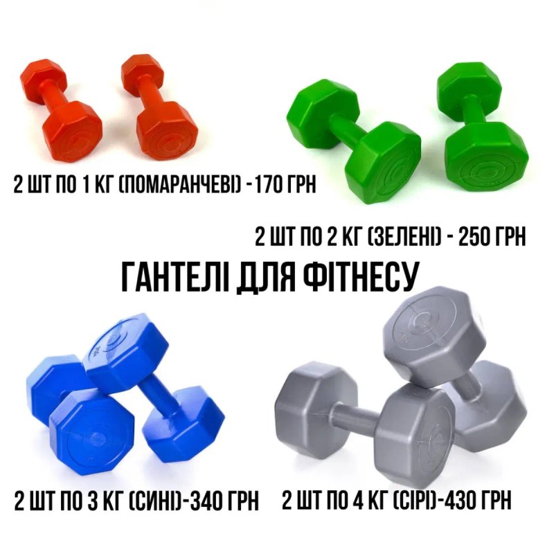 Гантелі для фітнесу 2 шт по 2кг (є інша вага) — фото 4