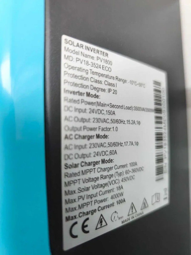 Гібридний інвертор Must PV1800 PV18-3524 ECO 3.5kW 24V MPPT 100A (Новий) — фото 3