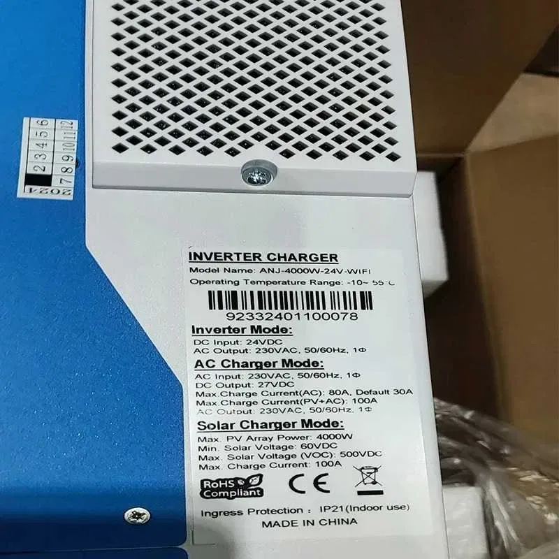 Гібридний сонячний інвертор Anenji 4000W/7000W 24V. (ANJ-4000W-24V-WIFI)/ З підтримкою Wi-Fi і LiFePO4. ДЖБ ИБП Гибридный Инвертор. — фото 5