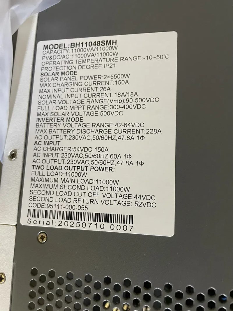 Гибридный инвертор  11квт 48в МРРТ 150А Tecfine 11200вт тач/wifi — фото 5