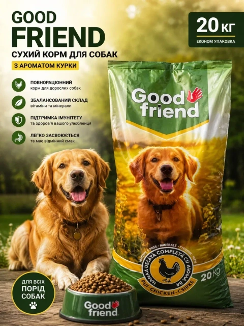 Good Friend 20 кг корм для собак курка | сухий корм для собак усіх порід / сухой корм для собак все породы недорого
