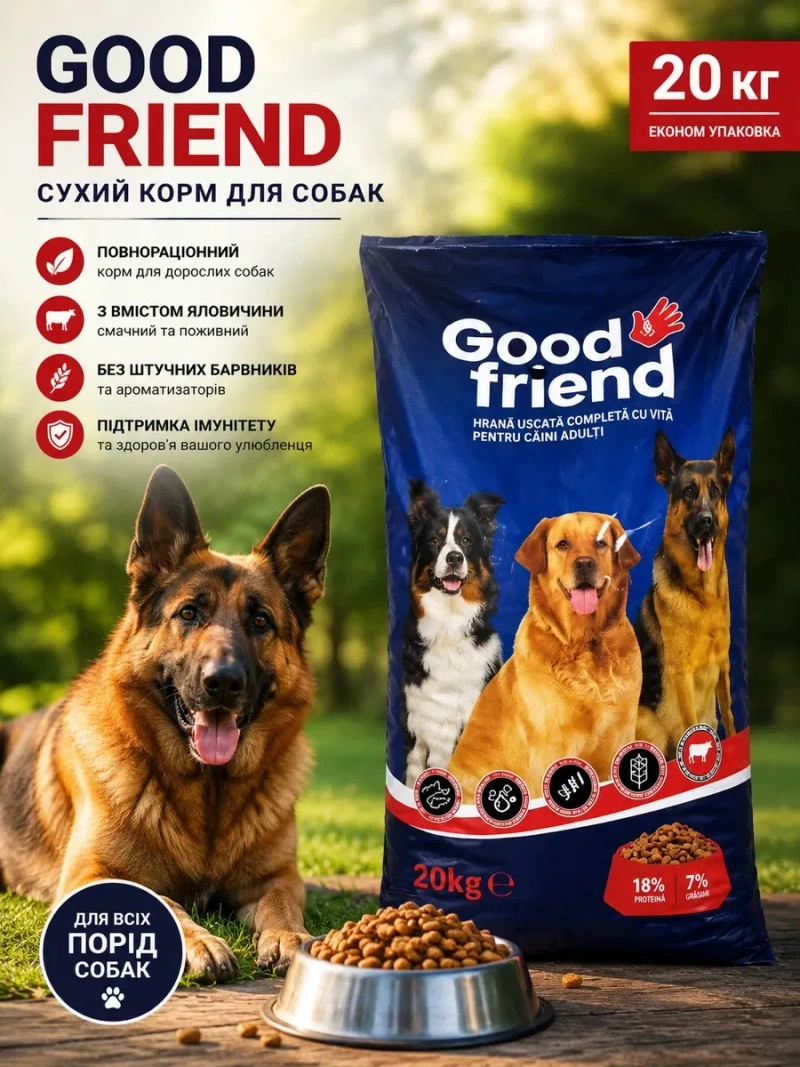 Good Friend 20 кг корм для собак курка | сухий корм для собак усіх порід / сухой корм для собак все породы недорого — фото 2