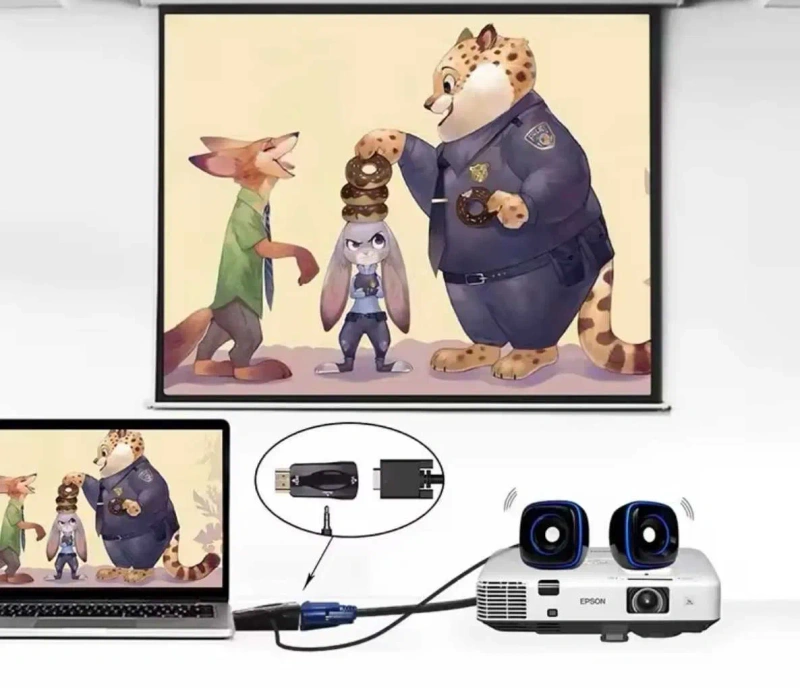 HDMI - VGA адаптер-конвертер з аудіо 3,5 мм | 1080P тато-мама — фото 3