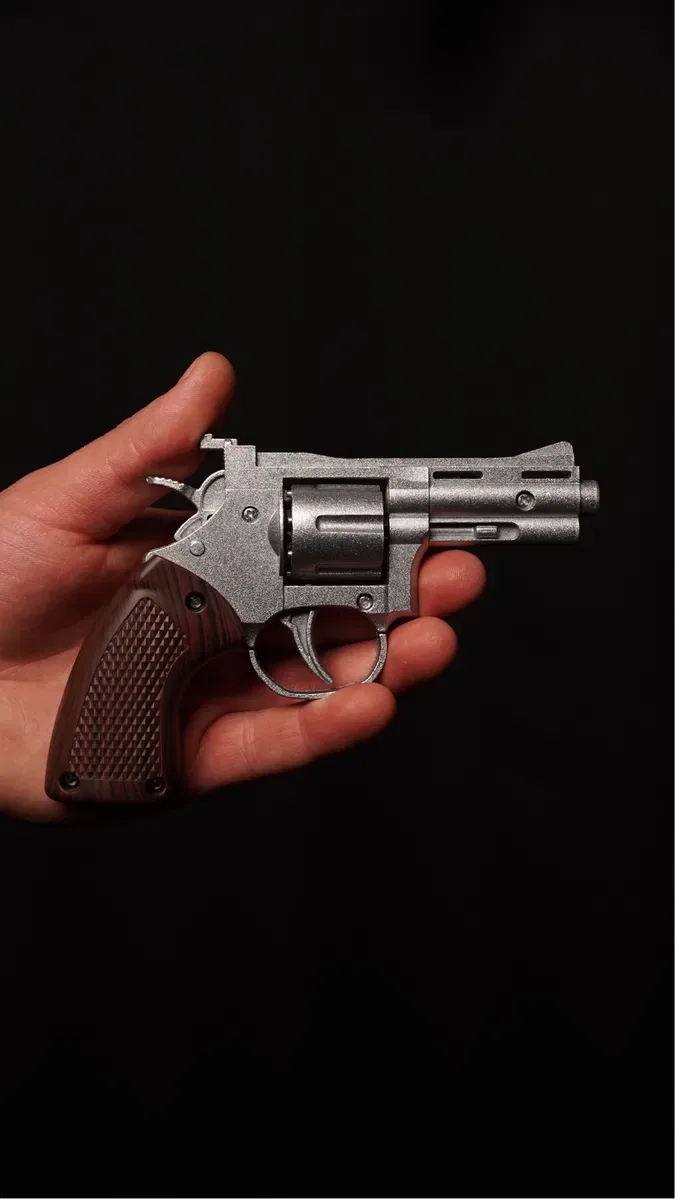 Іграшковий револьвер на пістонах Colt Cobra металевий, сріблястий (пугач) — фото 2