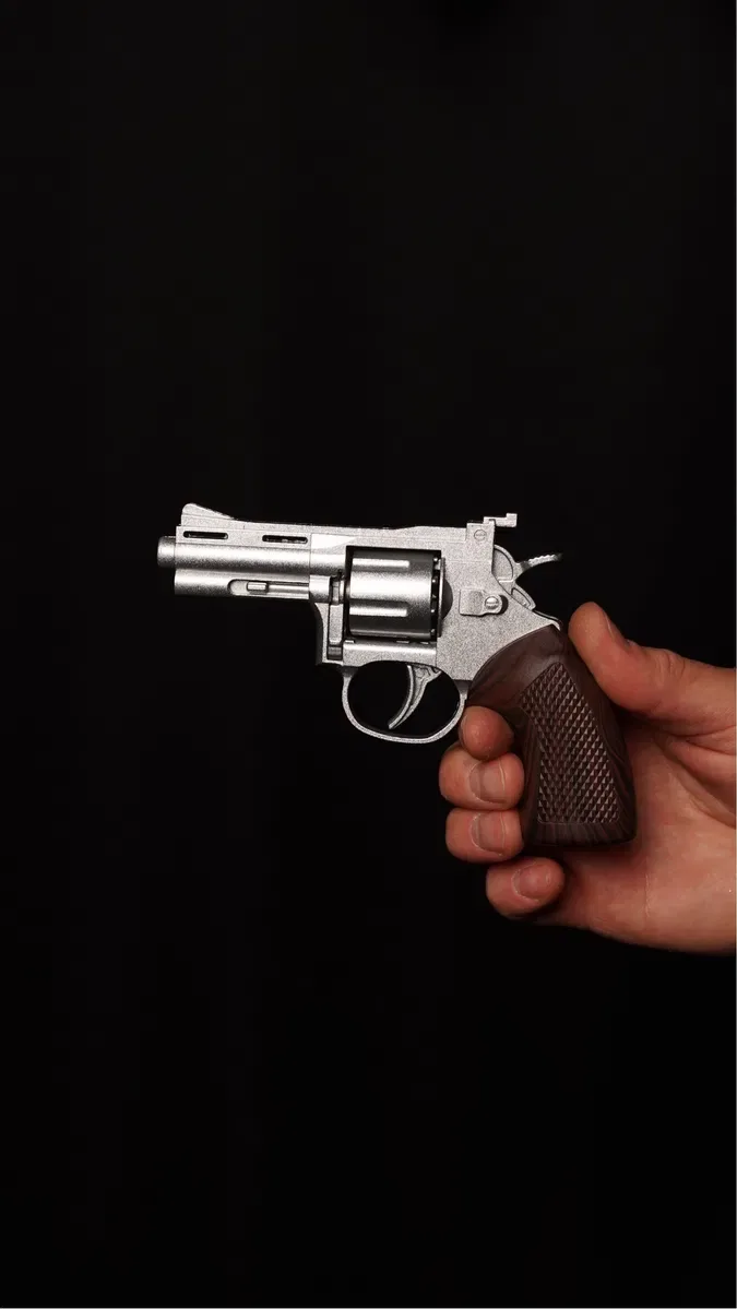 Іграшковий револьвер на пістонах Colt Cobra металевий, сріблястий (пугач) — фото 4