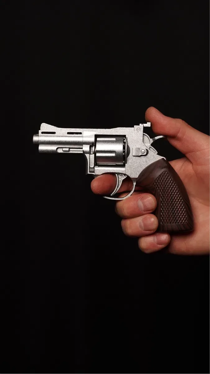 Іграшковий револьвер на пістонах Colt Cobra металевий, сріблястий (пугач) — фото 6