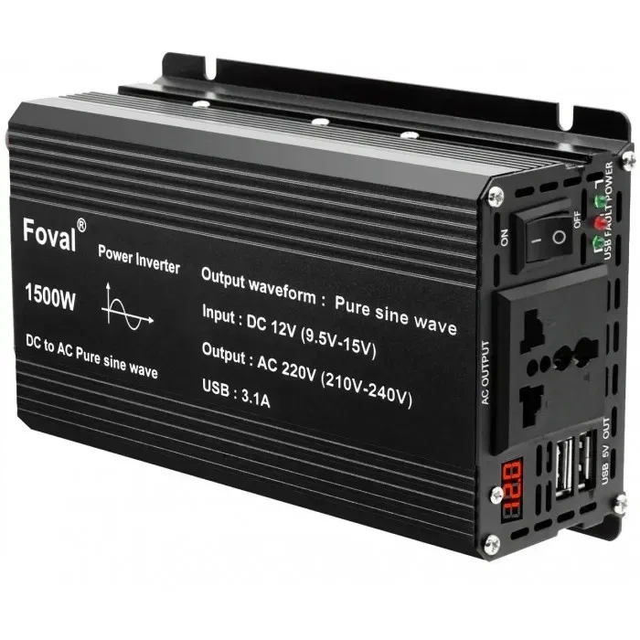 Інвертор 12V-220 FOVAL 1500W чиста синусоїда — фото 2