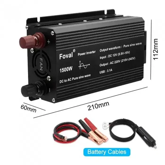 Інвертор 12V-220 FOVAL 1500W чиста синусоїда — фото 5