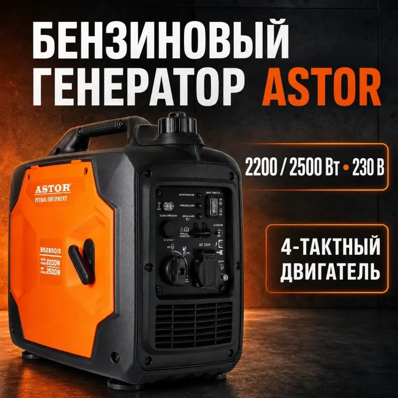 Інверторний бензиновий генератор Чехiя Astor BS-2850iS (2.2 / 2.5 кВт): Надійна правильна синусоїда для чутливої техніки! — фото 6
