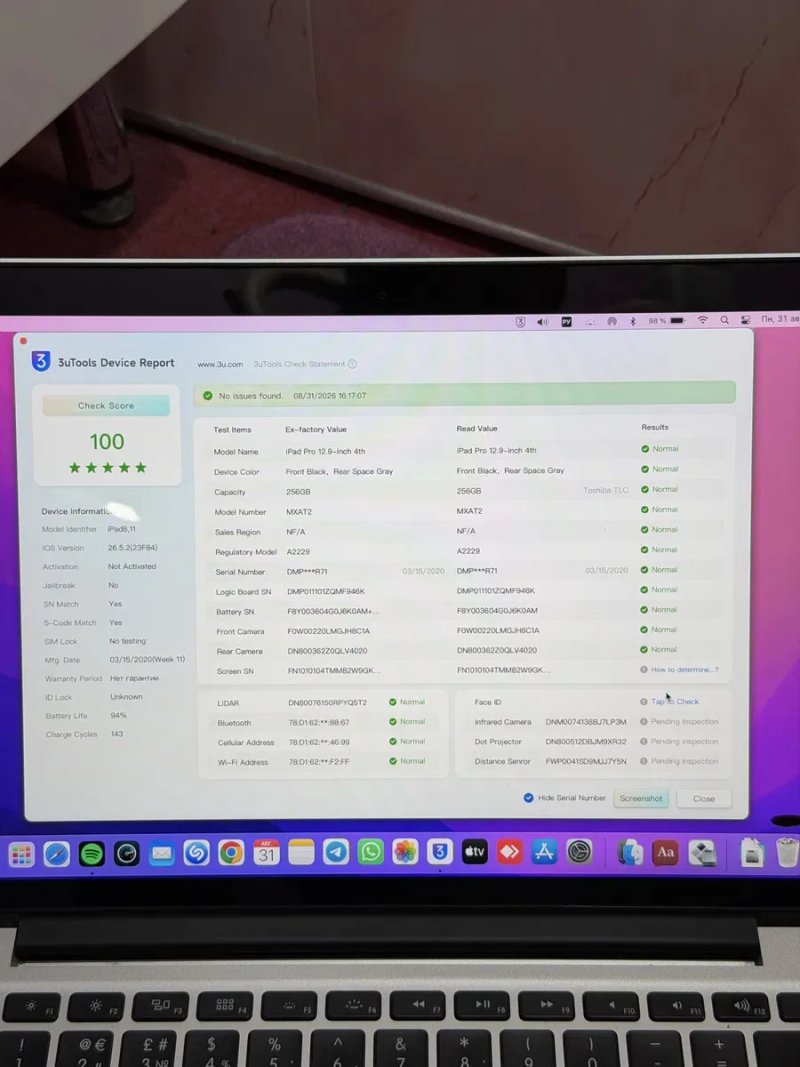 Ipad Pro 12.9 4-generation,256,акб 94,icloud,ios 26.5.2,в идеальном состоянии — фото 8