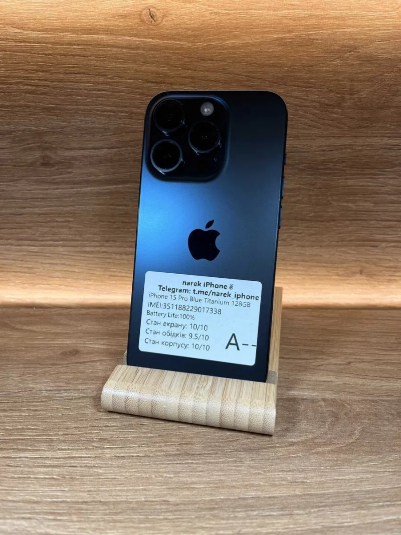 iPhone 15 Pro 128 Blue !! АКБ: 100% !! №: 7338 !! СТАН ГАРНИЙ !!! З США !! Айфон купити оригінал !! — фото 2