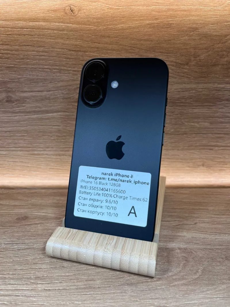 iPhone 16 128 Black !! АКБ: 100% !! №: 5600 !! СТАН ГАРНИЙ !!! З США !! Айфон купити оригінал !! — фото 2