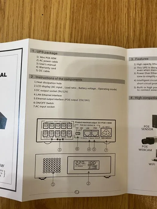 Источник бесперебойного питания Mini UPS POE-60W 17 600 mAh — фото 8