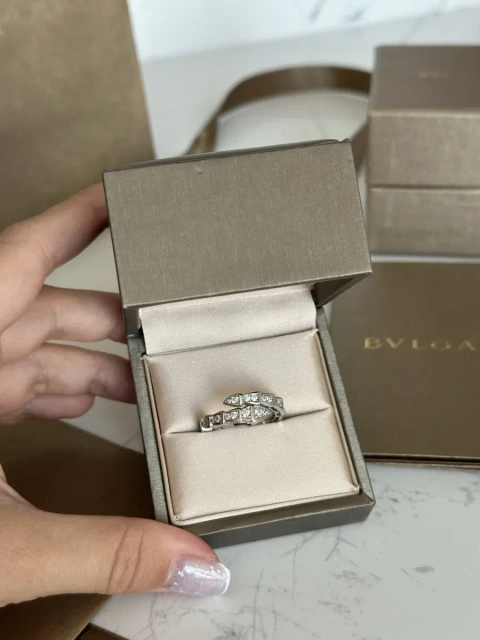Каблучка Bvlgari біле золото позолота 18к serpenti повний комплект , кільце булгарі, кольцо булгари, 750 проба, 16,5-17 розмір, 6,5, 7 размер