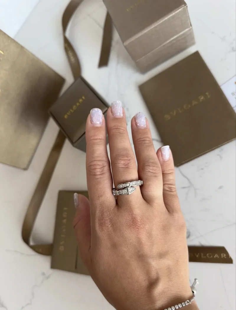 Каблучка Bvlgari біле золото позолота 18к serpenti повний комплект , кільце булгарі, кольцо булгари, 750 проба, 16,5-17 розмір, 6,5, 7 размер — фото 2