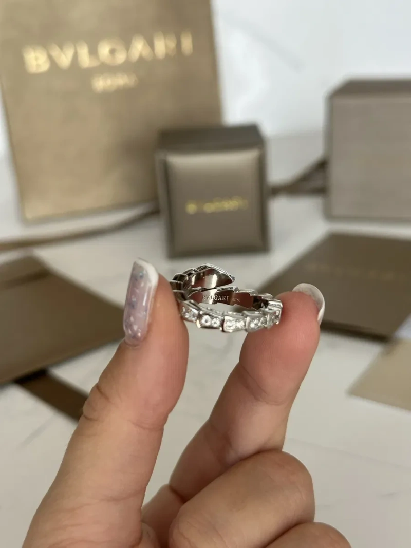 Каблучка Bvlgari біле золото позолота 18к serpenti повний комплект , кільце булгарі, кольцо булгари, 750 проба, 16,5-17 розмір, 6,5, 7 размер — фото 6