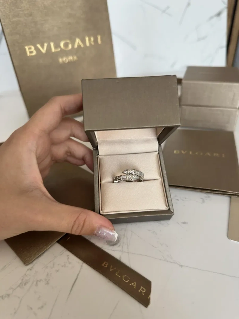 Каблучка Bvlgari біле золото позолота 18к serpenti повний комплект , кільце булгарі, кольцо булгари, 750 проба, 16,5-17 розмір, 6,5, 7 размер — фото 7