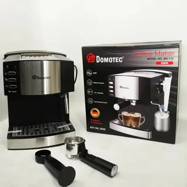 Кавоварка електрична Domotec MS-113, еспресо-машина 850 Вт, 15 бар, 1,6 л кофе машина кофеварка — фото 6