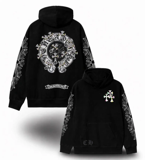 Худи Chrome Hearts Logo унисекс черные Хроме Хартс Новые моедли Кофта толстовка Лонгслив
