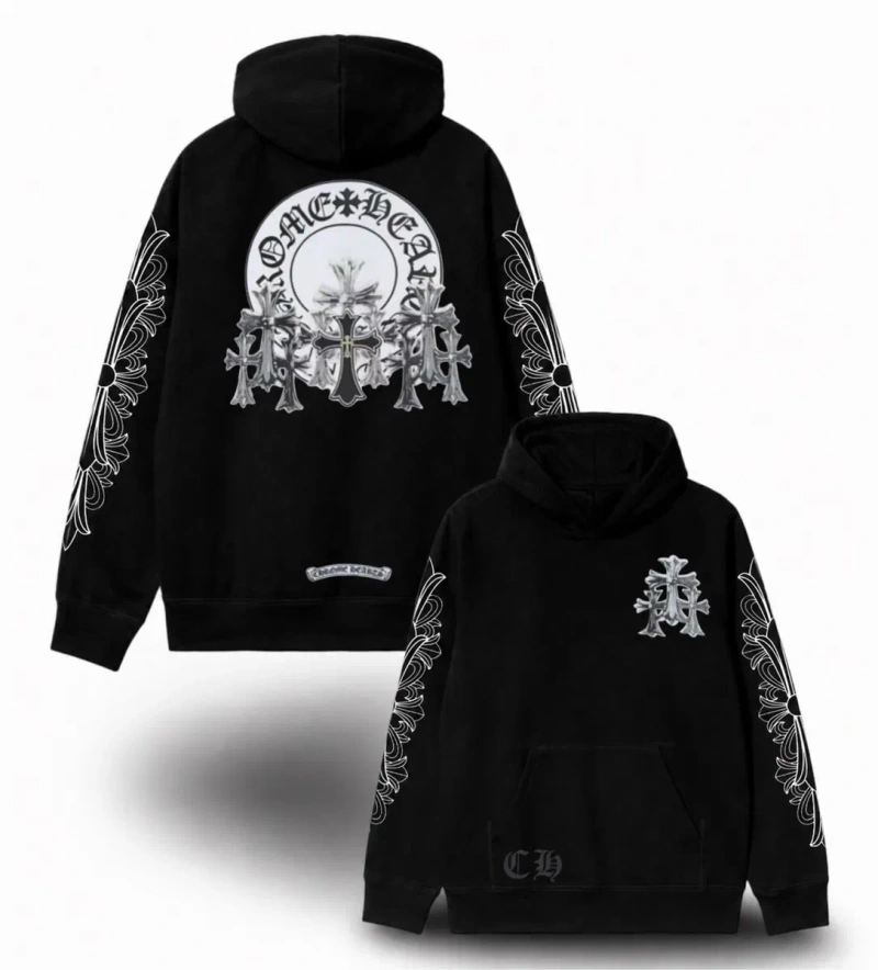 Худи Chrome Hearts Logo унисекс черные Хроме Хартс Новые моедли Кофта толстовка Лонгслив — фото 4