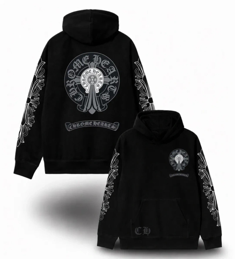 Худи Chrome Hearts Logo унисекс черные Хроме Хартс Новые моедли Кофта толстовка Лонгслив — фото 5