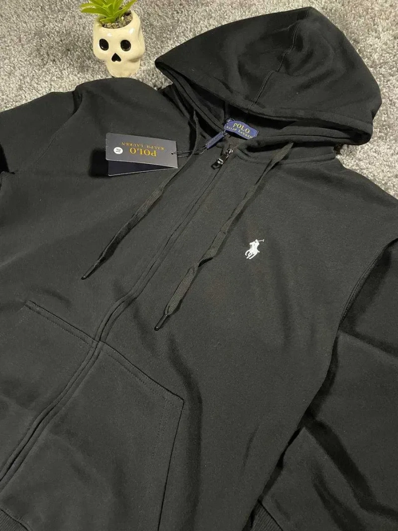 Худі Polo Ralph Lauren чорне на блискавці |  Чоловіча толстовка з капюшоном для повсякденного образу та міста — фото 3