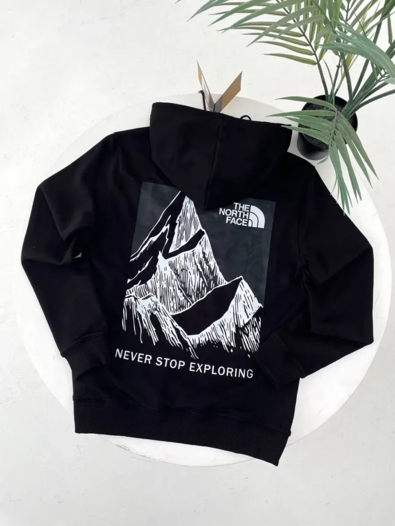 Худі The North Face чорний/ кофта тнф біла з горами/ светр tnf теплий — фото 2