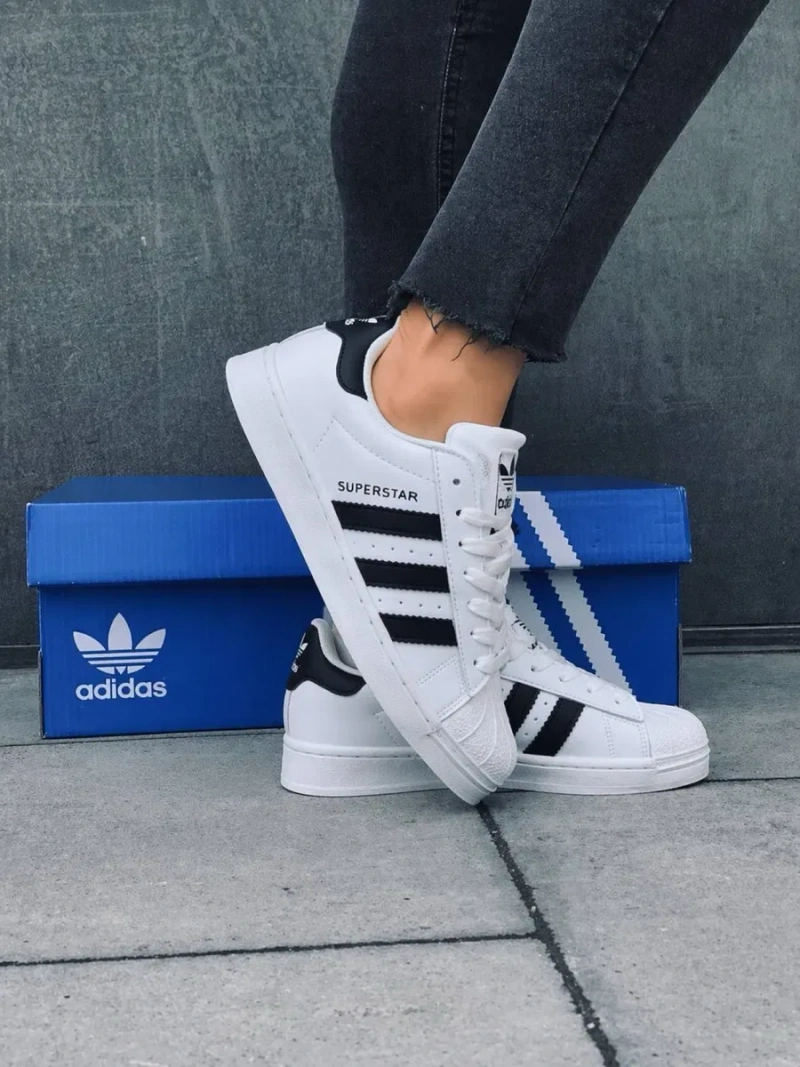 Классика adidas superstar / натуральная кожа / женские кросовки адидас суперстар / adidas superstar / белые адики суперстары — фото 7