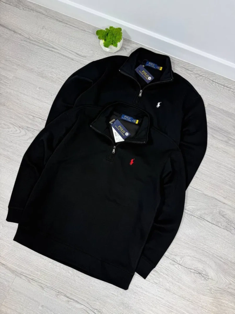 Кофта 1/3 Polo Ralph Lauren чорна Зіп-худі пів замок поло ральф Чоловіча Кофта 1/3 — фото 3