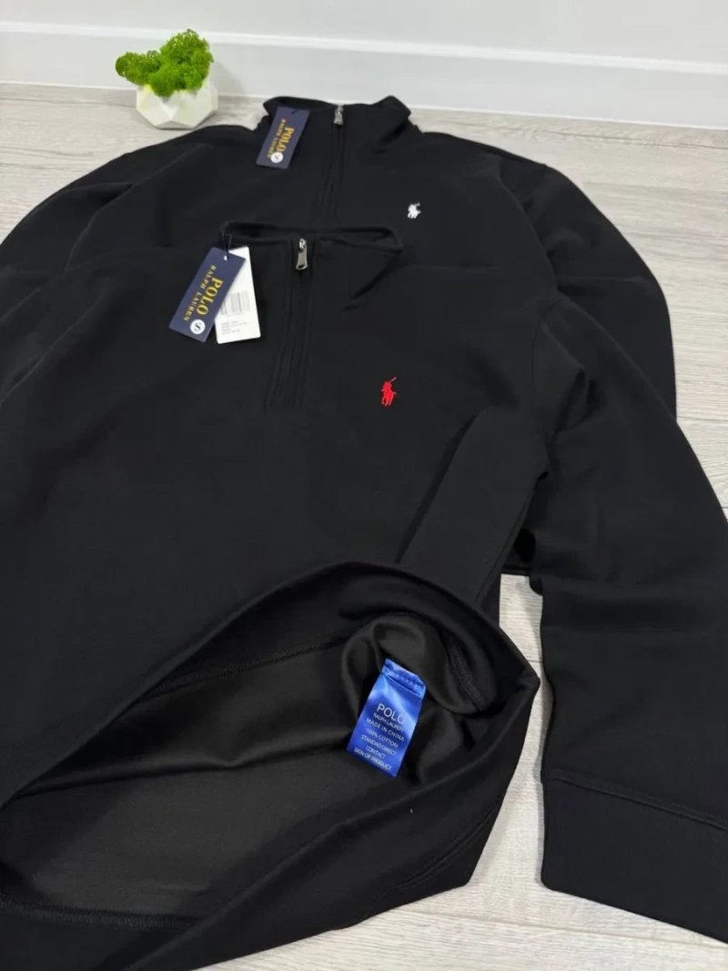Кофта 1/3 Polo Ralph Lauren чорна Зіп-худі пів замок поло ральф Чоловіча Кофта 1/3 — фото 8