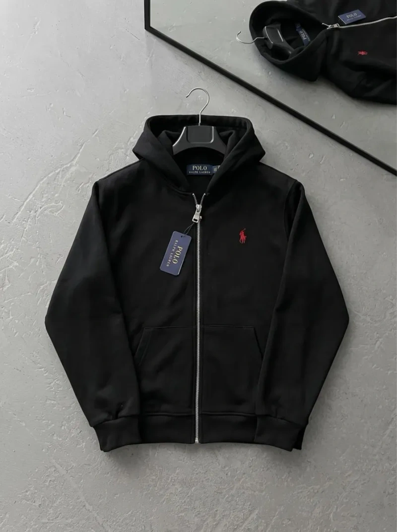 Кофта Polo Ralph Lauren на блискавці зі 100% бавовни, чорна або сіра — фото 2
