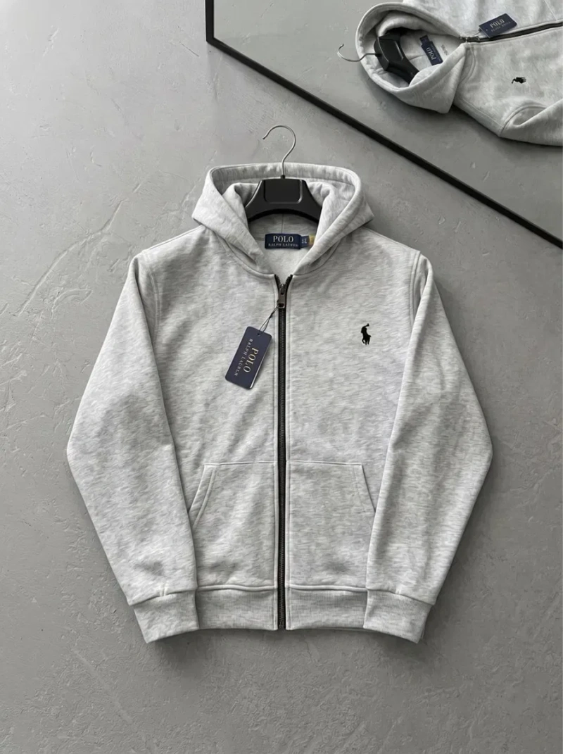 Кофта Polo Ralph Lauren на блискавці зі 100% бавовни, чорна або сіра — фото 3