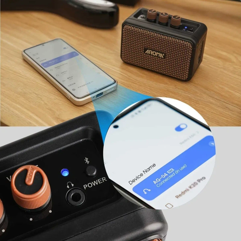Комбопідсилювач портативний для гітари Aroma AG-04, Bluetooth, 5 ват — фото 4