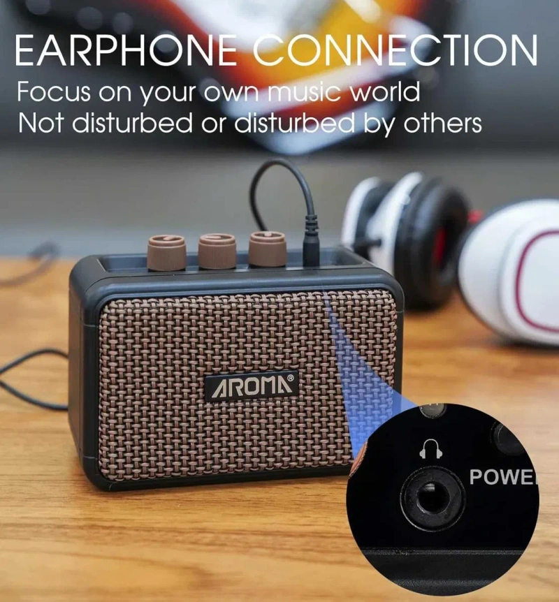Комбопідсилювач портативний для гітари Aroma AG-04, Bluetooth, 5 ват — фото 7