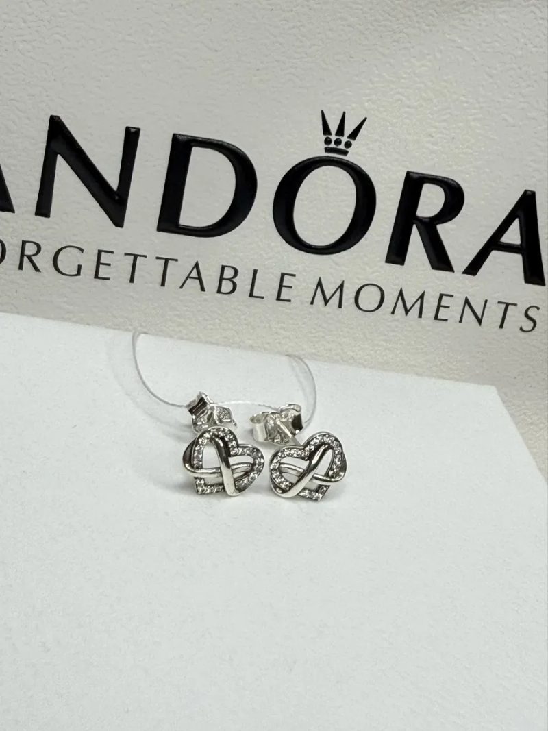 Комплект Pandora Намисто, Сережки Серце нескінченності S925 Пандора Бірка Гарантія 30 днів — фото 3
