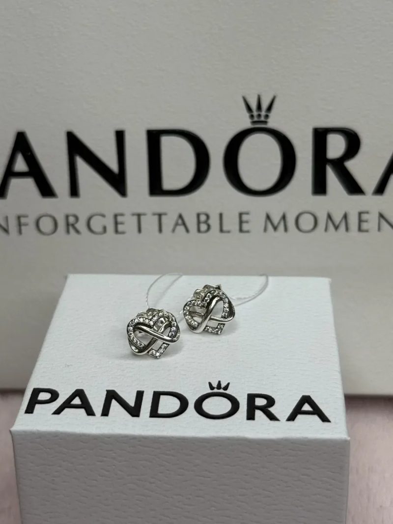 Комплект Pandora Намисто, Сережки Серце нескінченності S925 Пандора Бірка Гарантія 30 днів — фото 4