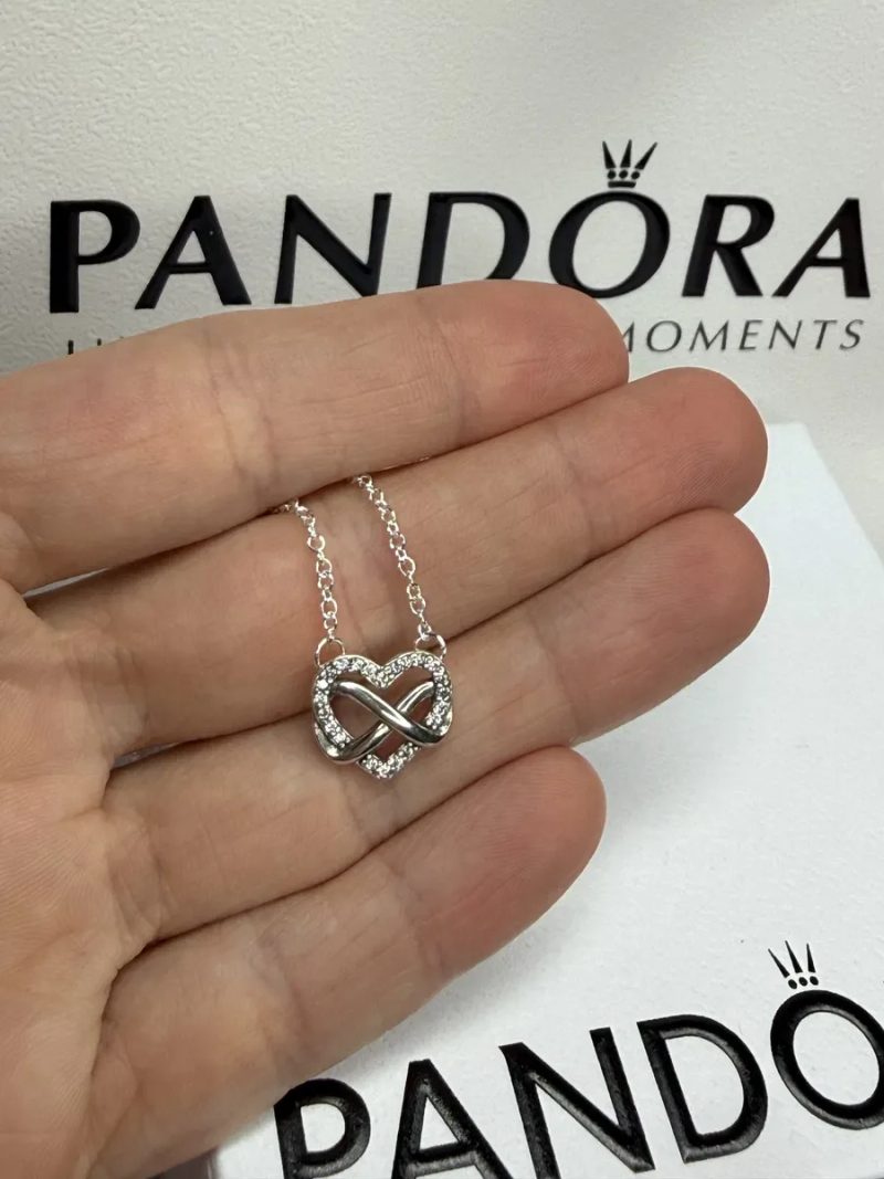Комплект Pandora Намисто, Сережки Серце нескінченності S925 Пандора Бірка Гарантія 30 днів — фото 6