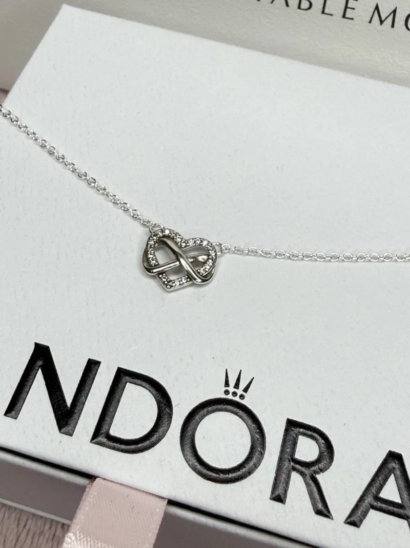 Комплект Pandora Намисто, Сережки Серце нескінченності S925 Пандора Бірка Гарантія 30 днів — фото 7