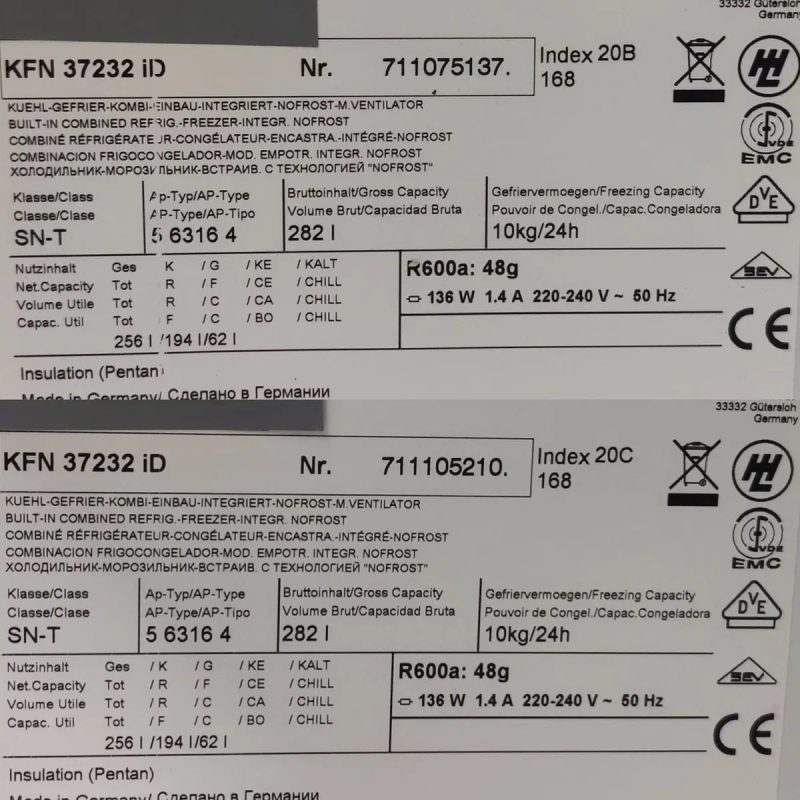 Комплект вбудований VOLIA™ типу Side-by-side з двох холодильників KFN37232iD. Відмінний стан! Made in Germany! — фото 8