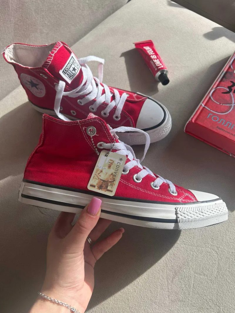 Конверси високі жіночі червоні Converse All Star red НАЛОЖКА — фото 3