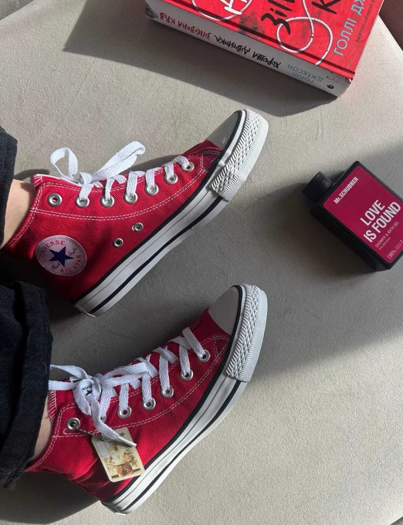 Конверси високі жіночі червоні Converse All Star red НАЛОЖКА — фото 4